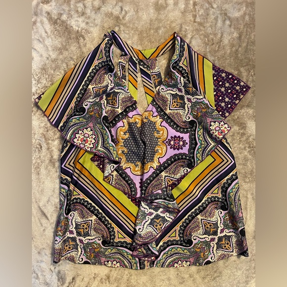 Arden B Purple and Yellow Paisley Blouse - Picture 1 of 4